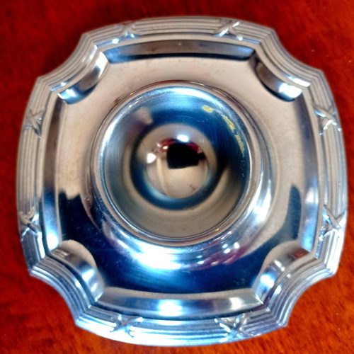 Metal egg holder used, silver color