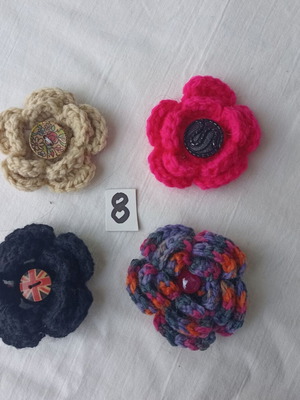 Handmade knitted pins new, set of 4 multicolored