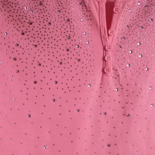 Women's cotton pink blouse like new with rhinestones