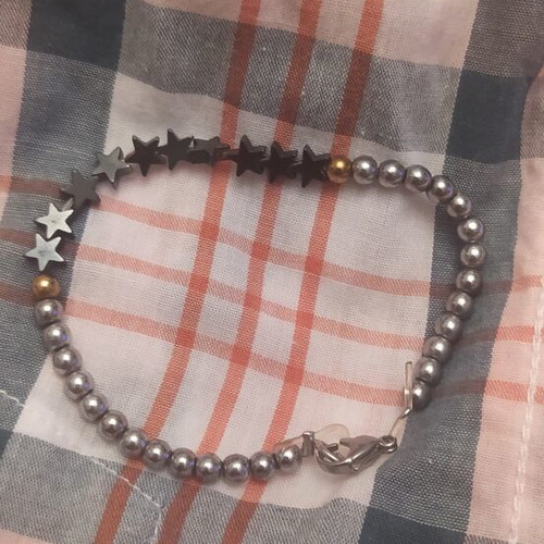 Handmade Bracelet with Hematite and Steel, New