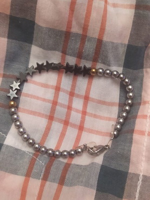 Handmade Bracelet with Hematite and Steel, New