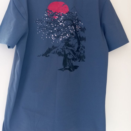 Blue synthetic T-shirt XXL with back design