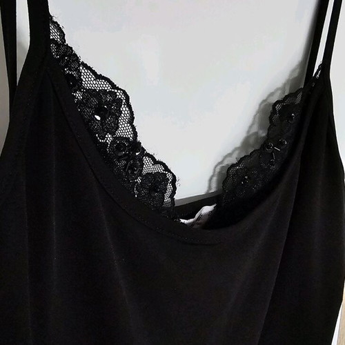 Top blouse like new, black with lace and beads
