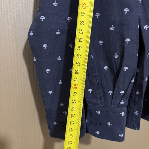 Seaman Collection men's shirt dark blue with umbrella pattern used
