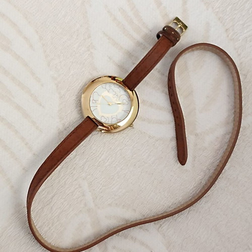 Loisir women's waterproof wristwatch like new, brown leather wrap strap