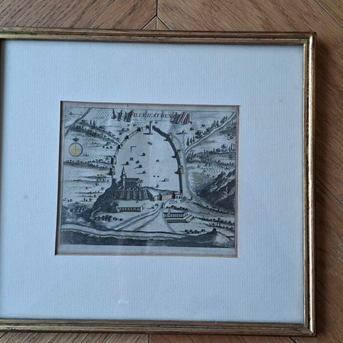 Engraving of Coronelli's Athens 1680 used, framed art