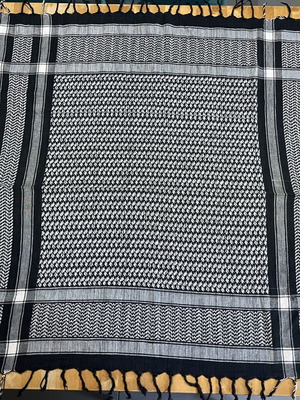 Aggressive cotton square scarf used 91x91 cm black and gray