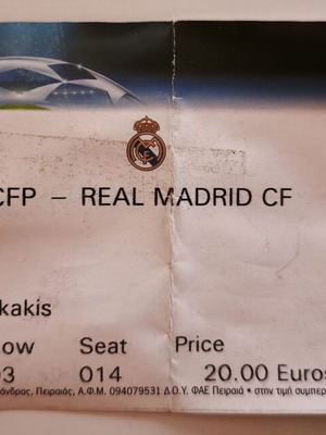 Olympiacos Real Champions League Ticket 2007 used