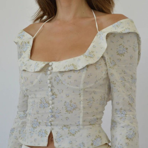 Brand new floral top with corset tie