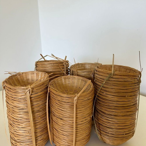 Set of 100 round wicker baskets, 12 cm