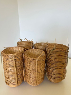 Set of 100 round wicker baskets, 12 cm