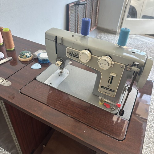 Sewing machine with pedal used