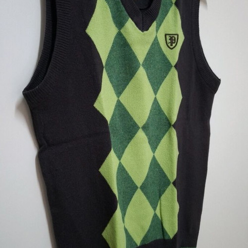 Pepe Jeans sleeveless sweater like new, brown with green pattern, size M