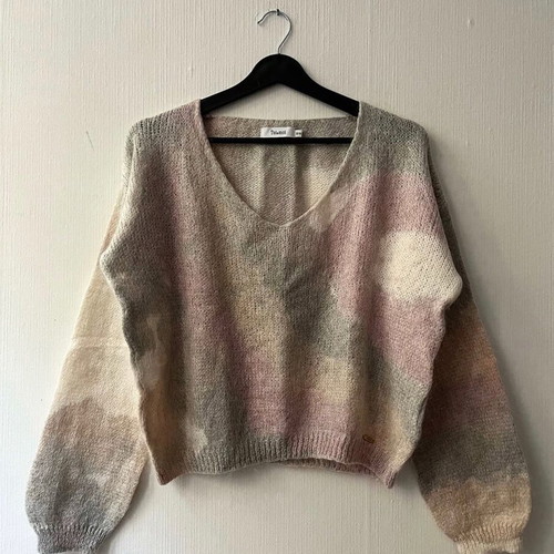Wool-blend cropped sweater Toi&Moi used, white and pink