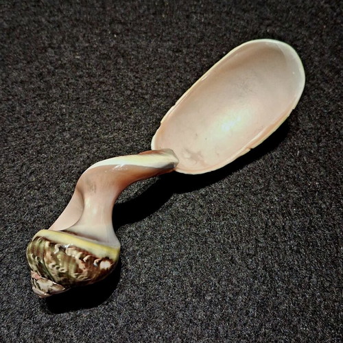 Onyx Bowl and Natural Shell Caviar Spoon Set new, vintage handmade