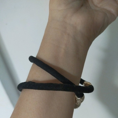 Necklace used black fabric cord with silver magnetic clasp