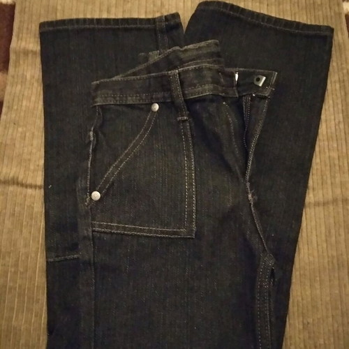 Children's pants used for 5-6 years, black denim and blue fabric