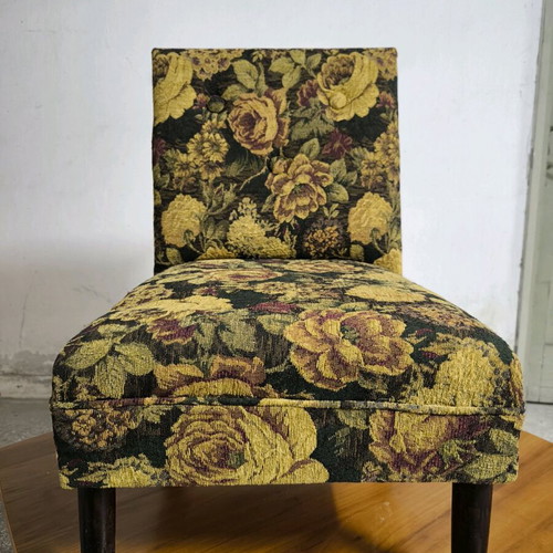 Armchairs used, set of 2, solid wood frame and chenille fabric
