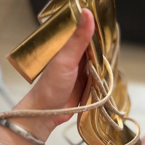 Gold platform sandals, size 40, comfortable heel