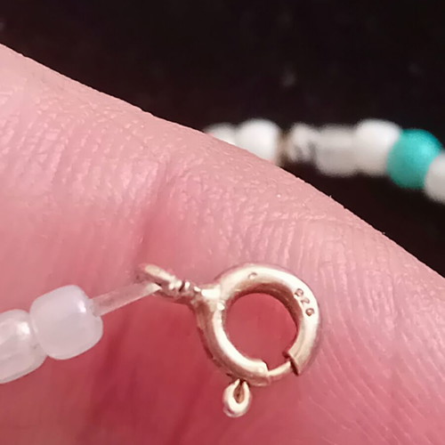 Anklet with 925 silver clasp, handmade with beads and cross, like new