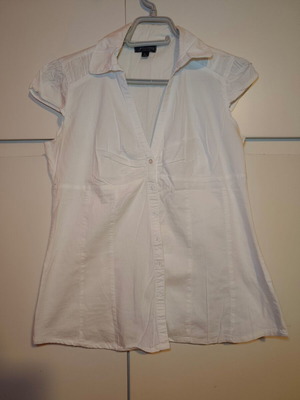 Stradivarius Cap Sleeve Cotton Shirt white, like new