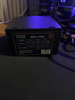 Force Ultra Series FP-650W power supply used, 650 watt
