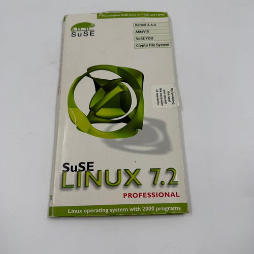 SuSE Linux 7.2 Professional software used, complete 7 CDs and 1 DVD