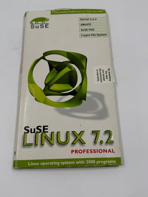 SuSE Linux 7.2 Professional software used, complete 7 CDs and 1 DVD