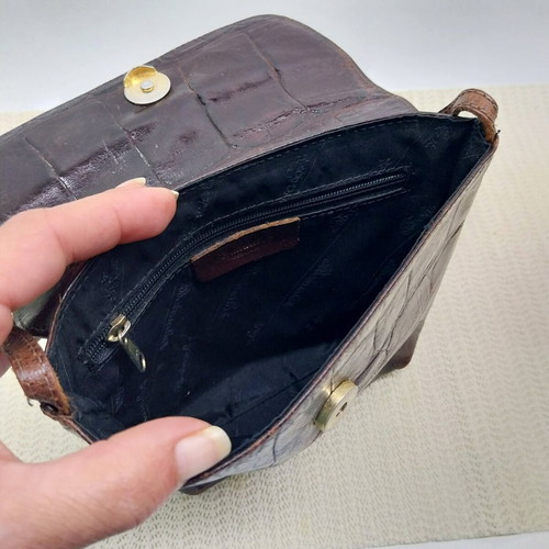 Bodenschatz vintage brown embossed leather women's shoulder bag