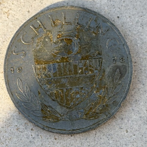 5 Schilling coin from Austria used, cut 1978