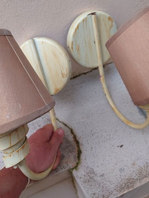 Set of 2 modern metal wall lights used, cream, retro-antique-vintage style