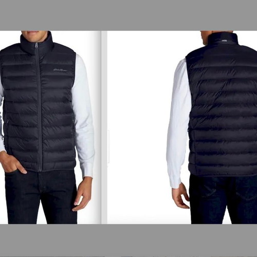 EDDIE BAUER Men's Sleeveless Blue Goose Down Jacket Lightweight - Goose Down ULTRALIGHT - Size L