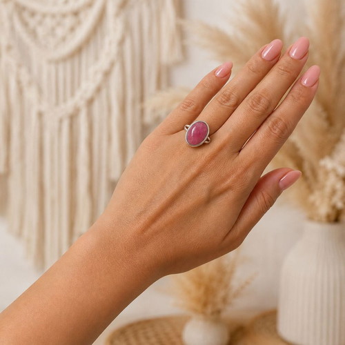 Handmade Gianniotiko ring silver 925 with raw ruby new