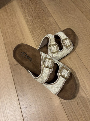 Summer slippers size 39 with stones, new, white