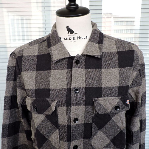 Dickies Mens Long Sleeve Shirt Grey Black Cotton Like New Size XL XXL