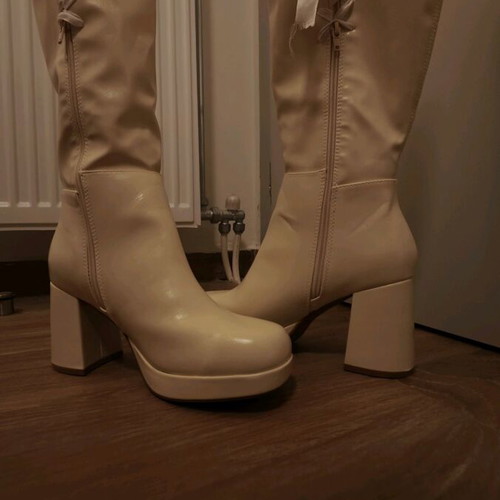 Shein boots high leather beige like new, size 41