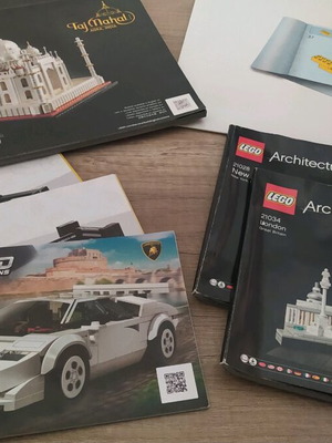 Lego booklets used, sets Taj Mahal, Pyramid, Architecture, Speed Champions
