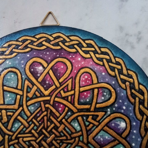 Mandala Celtic Knot new, hand-painted on 15 cm wooden disk