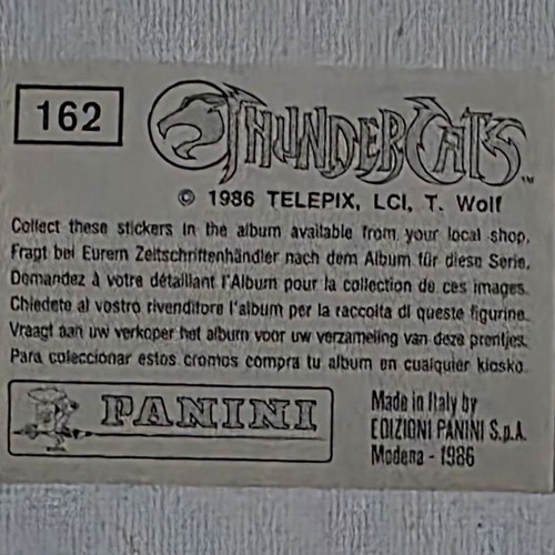 1986 Panini Thundercats Sticker #162