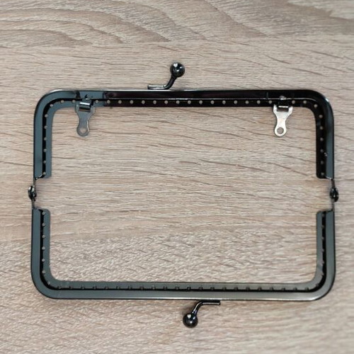 Metal bag frame clasp 15.5cm new, click clack, black nickel 2 pcs