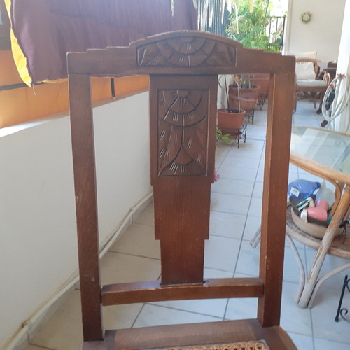 Chairs used, handmade carved, 1920s decade, set of 2