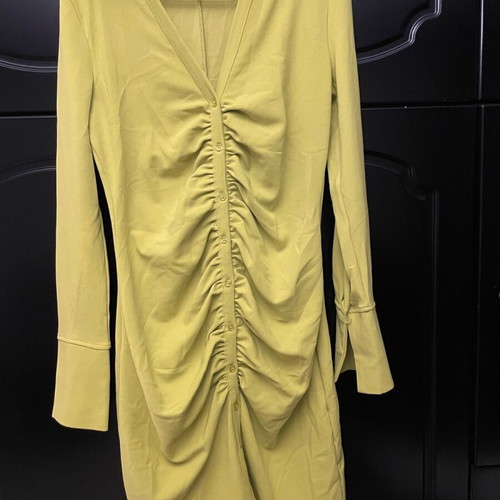 H&M dress like new with ruching on belly lime green-yellow