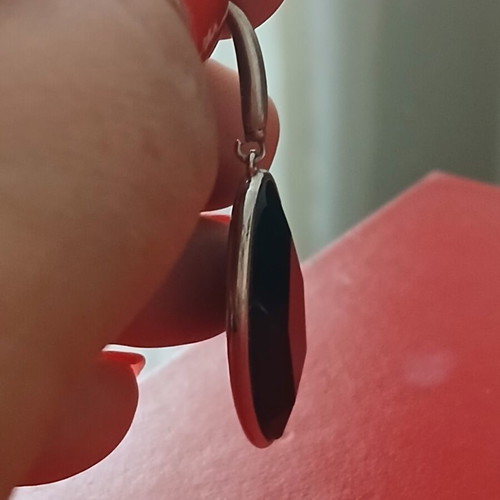 Earrings 5 cm silver 925 and obsidian A quality like new