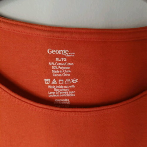 Monochrome short-sleeve blouse used, orange, size XL