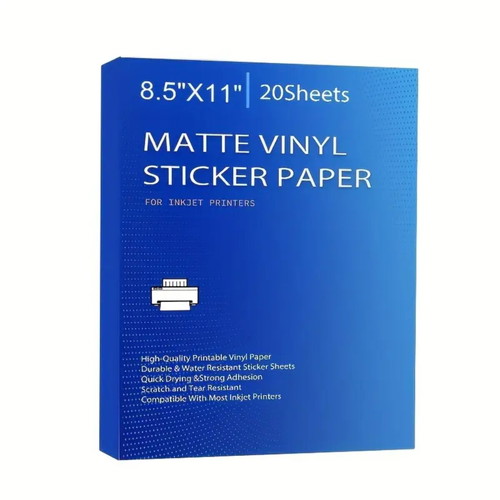 Matte vinyl sticker paper, pack of 145 sheets, for inkjet printers