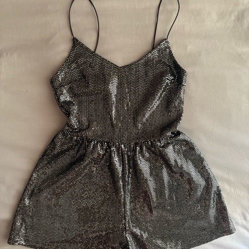 H&M xs silver one-piece shorts like new