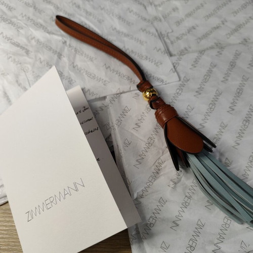 Zimmermann δερμάτινο charm tassel για τσάντα, καινούργιο, καφέ και τιρκουάζ