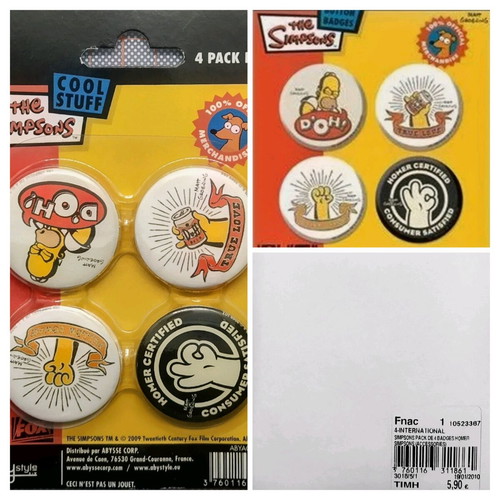 The Simpsons badges set 4 pieces new, 2009 Homer Simpson