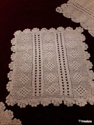 Set of three crochet doilies in ecru, new