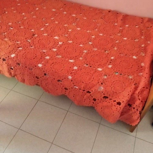 Handmade knitted blanket new in orange color